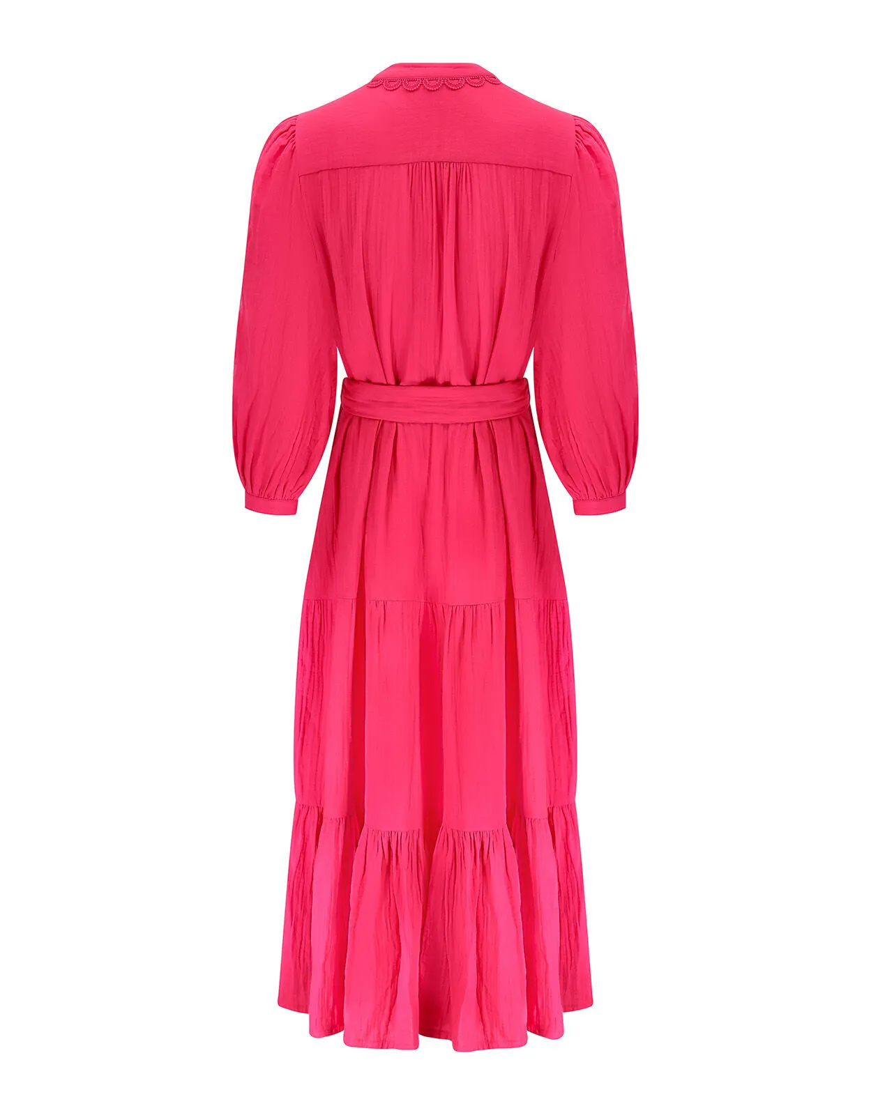 East Tie Waist Tiered Dress Pink