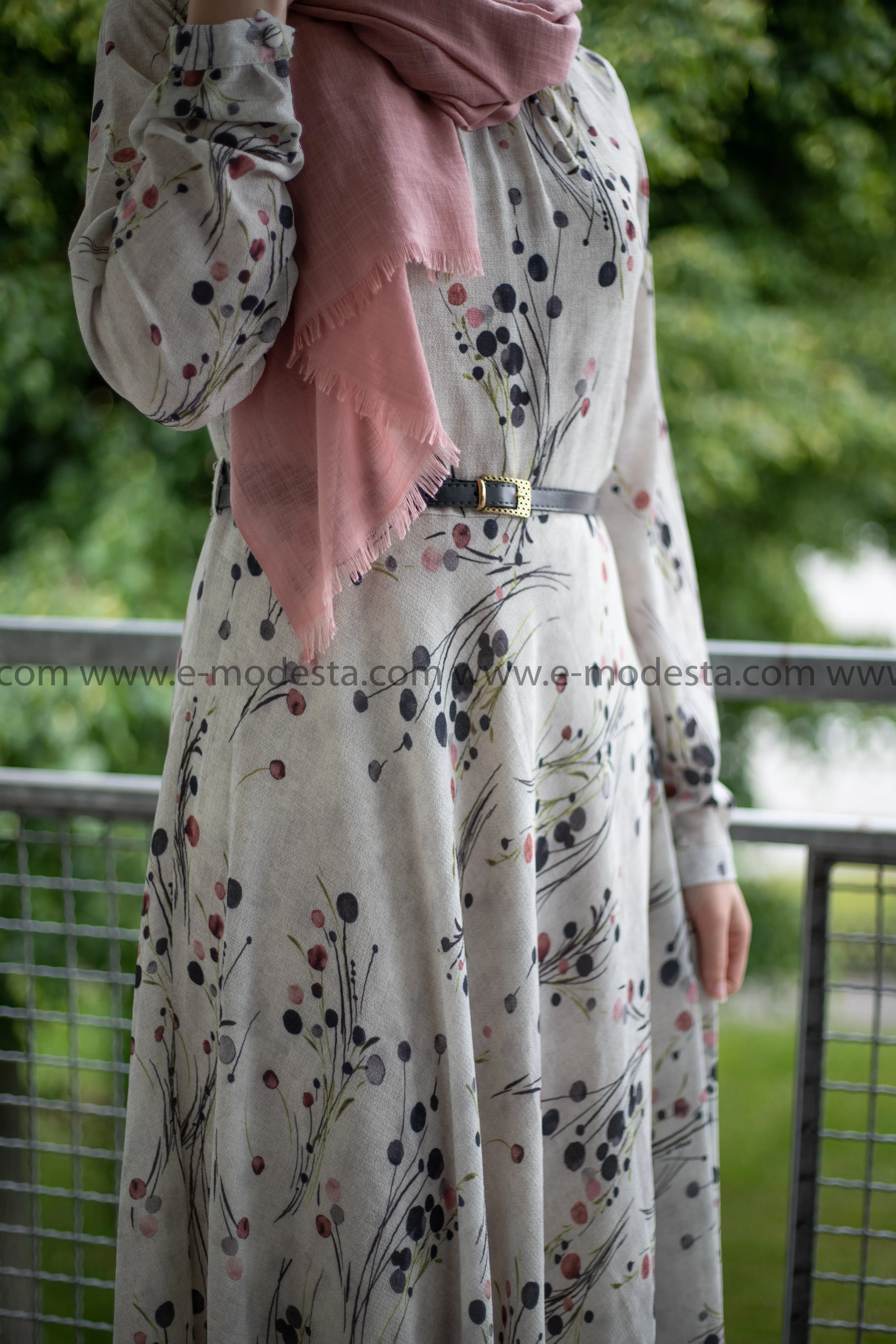 Elegant Maxi Summer Dress | Pink Dots Pattern | Fully Lined from Inside