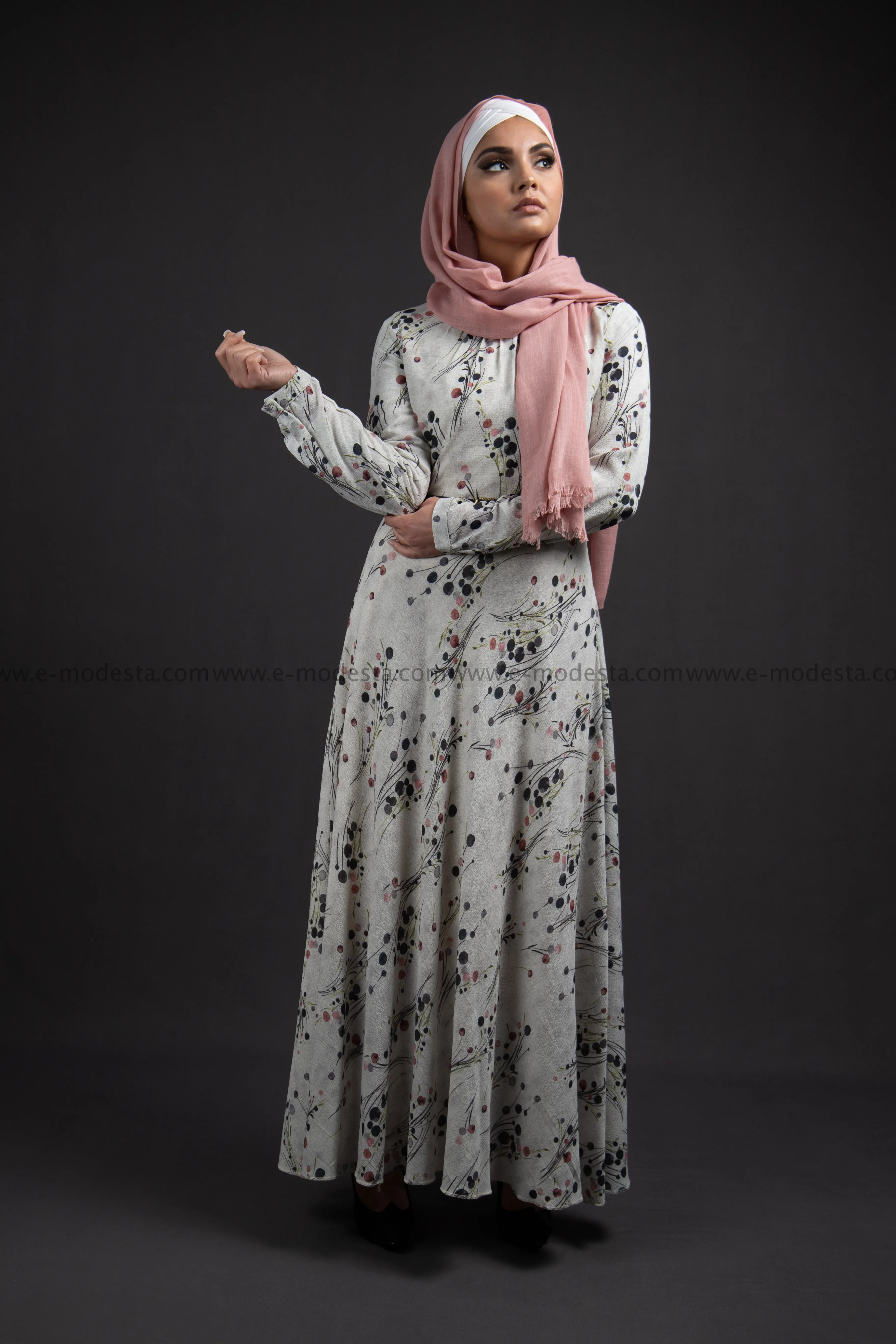 Elegant Maxi Summer Dress | Pink Dots Pattern | Fully Lined from Inside