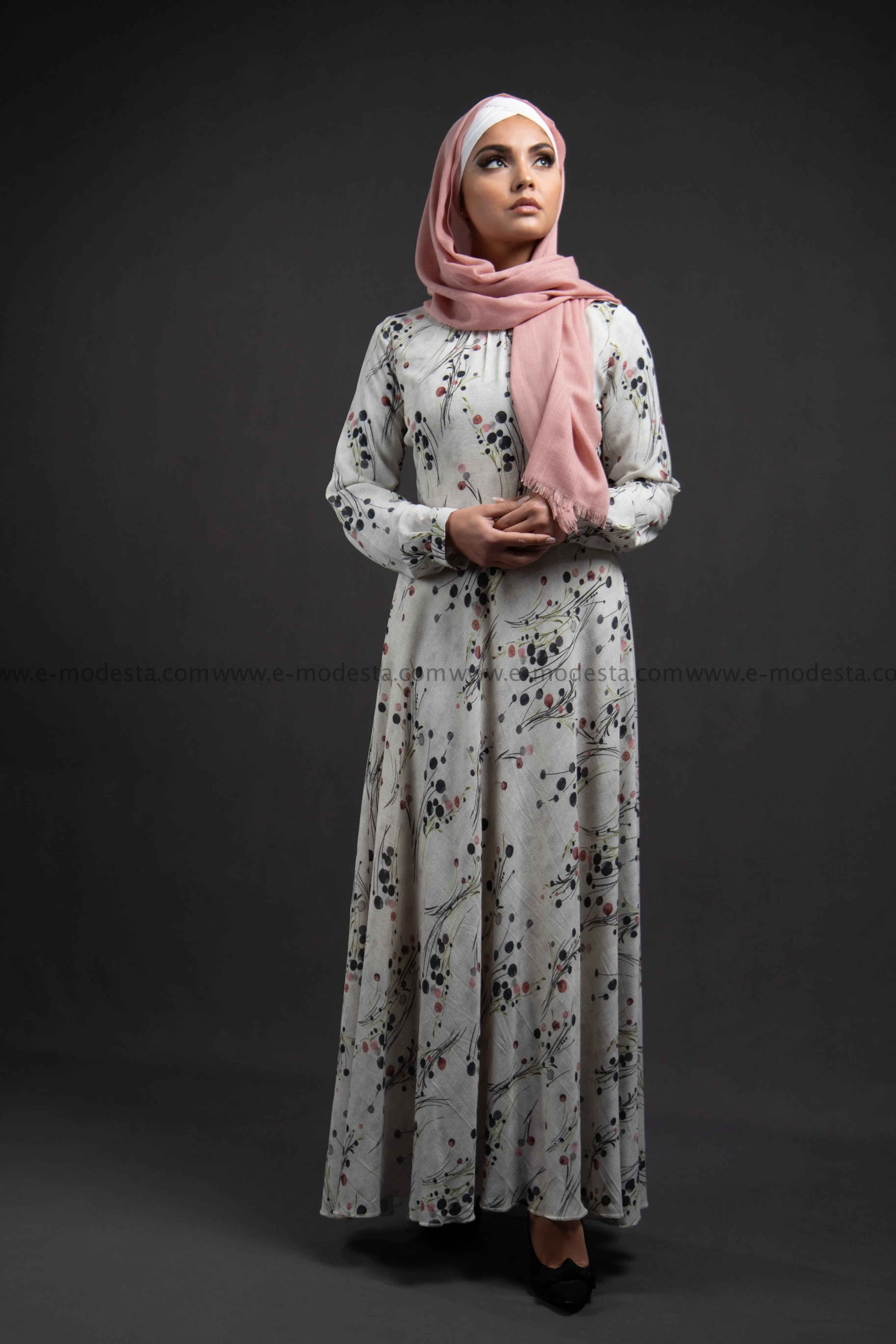 Elegant Maxi Summer Dress | Pink Dots Pattern | Fully Lined from Inside