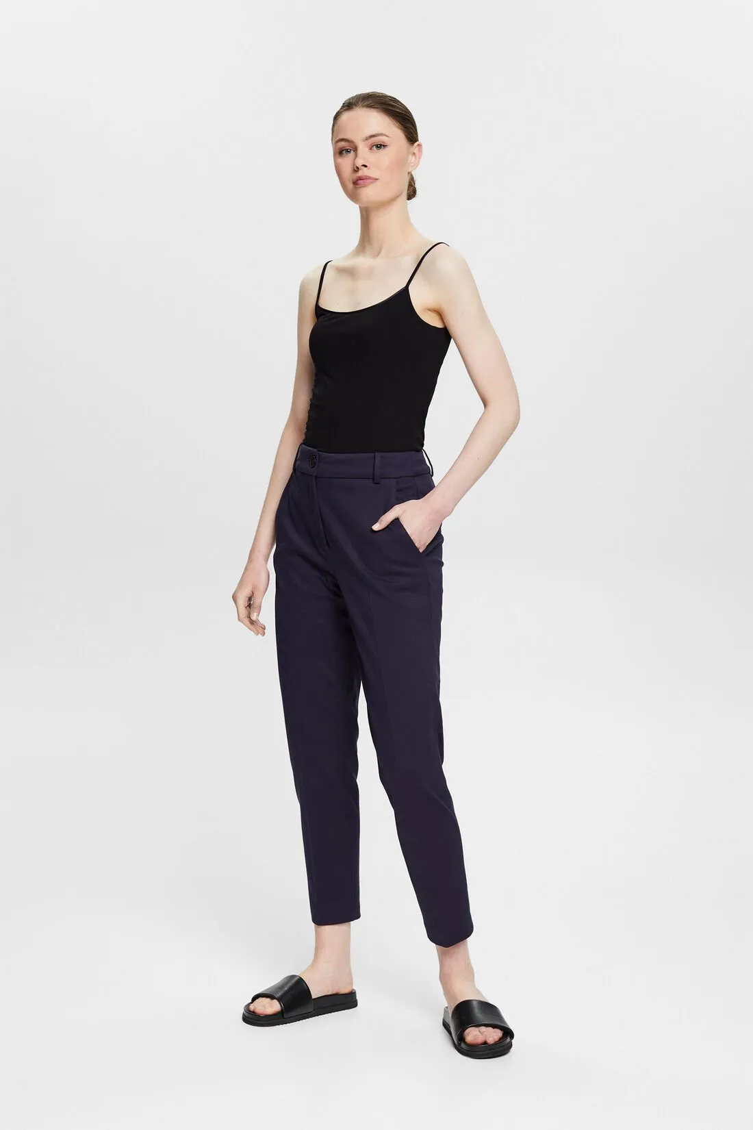 Esprit Ponti Tapered Trouser In Navy