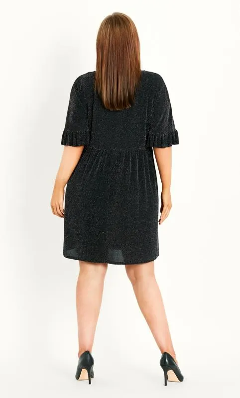 Evans Black Glitter Frill Sleeve Dress