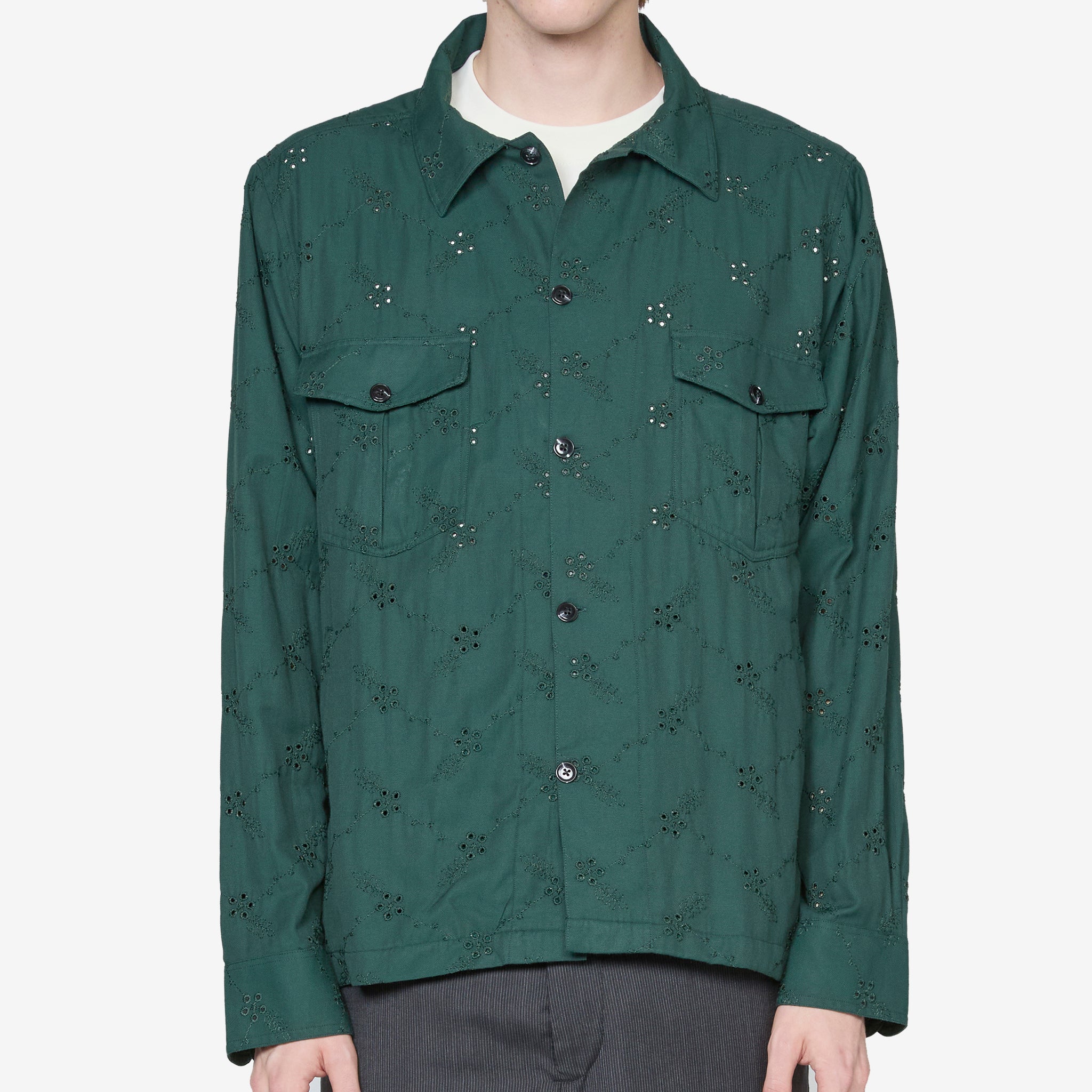 Eyelet Military Jacket Green