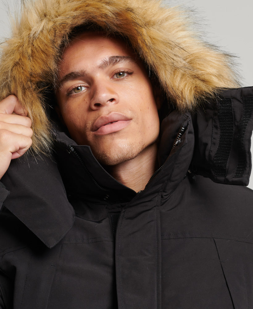 Faux Fur Hooded Everest Parka Jacket | Black