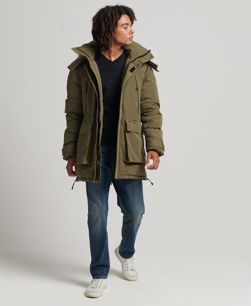 Faux Fur Hooded Everest Parka Jacket | Washed Khaki