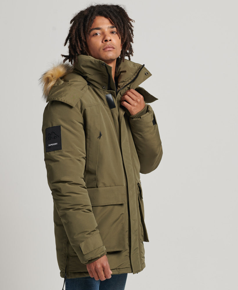 Faux Fur Hooded Everest Parka Jacket | Washed Khaki