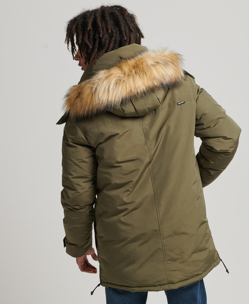 Faux Fur Hooded Everest Parka Jacket | Washed Khaki