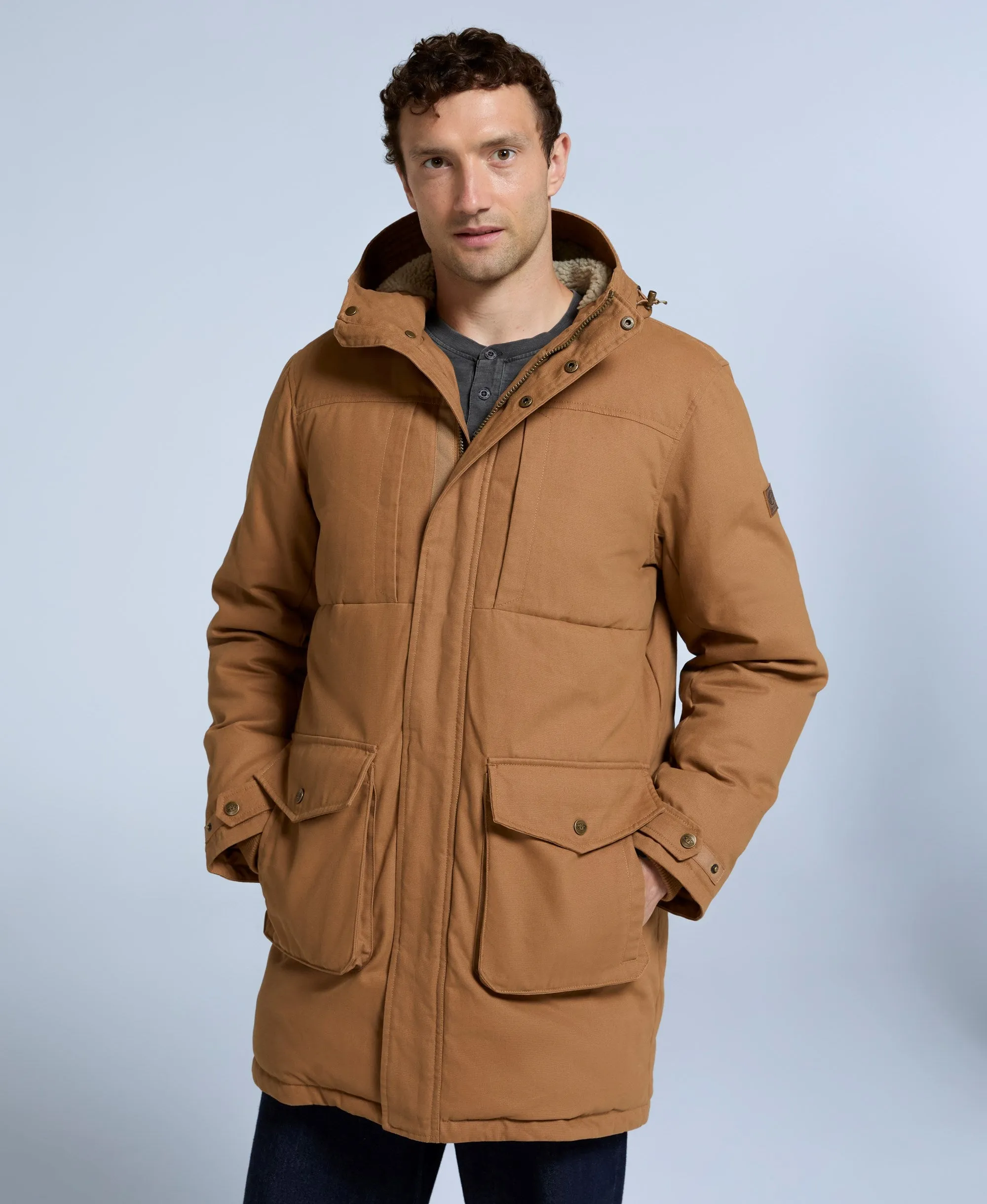 Fistral Mens Borg Lined Parka - Tan