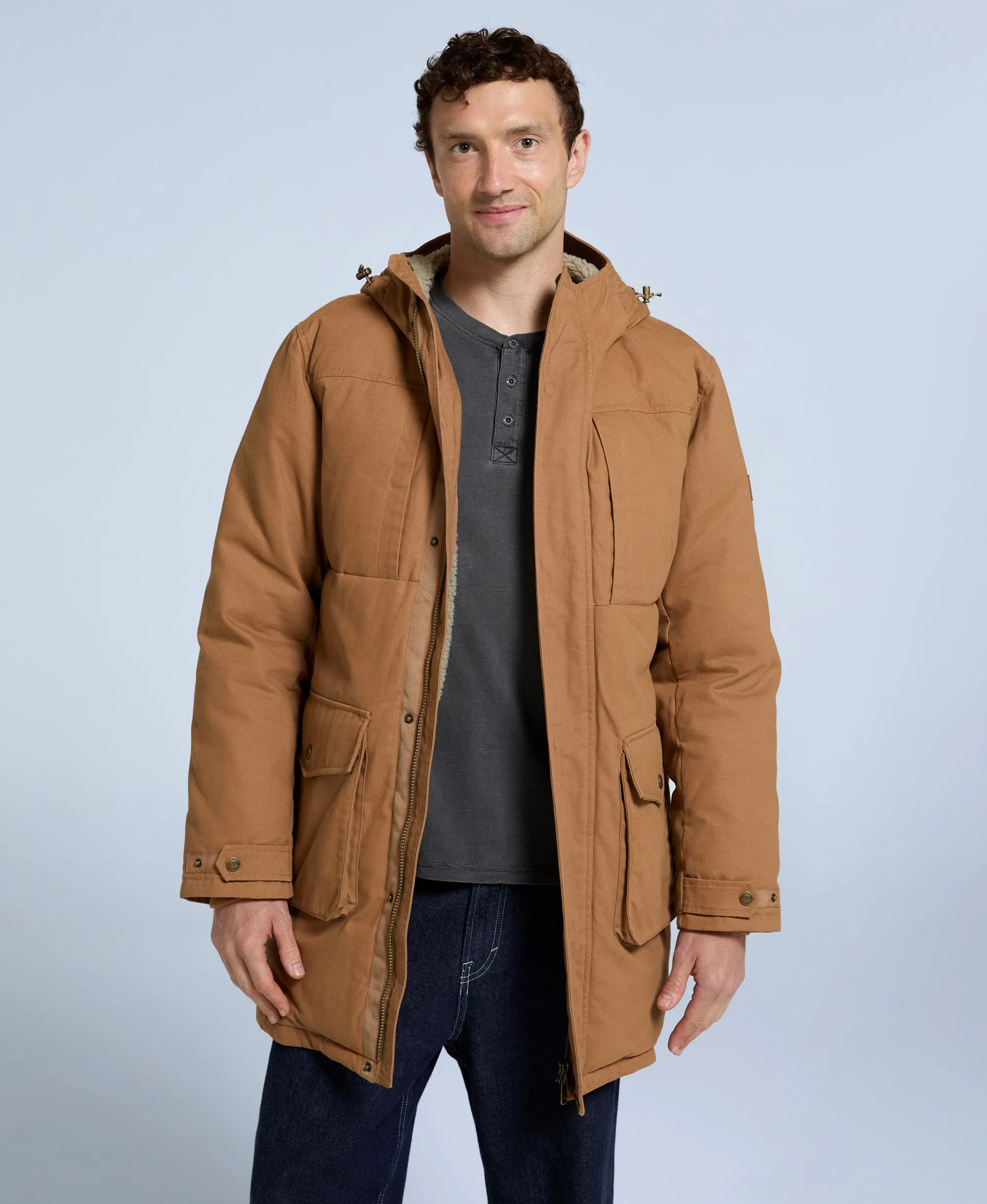 Fistral Mens Borg Lined Parka - Tan