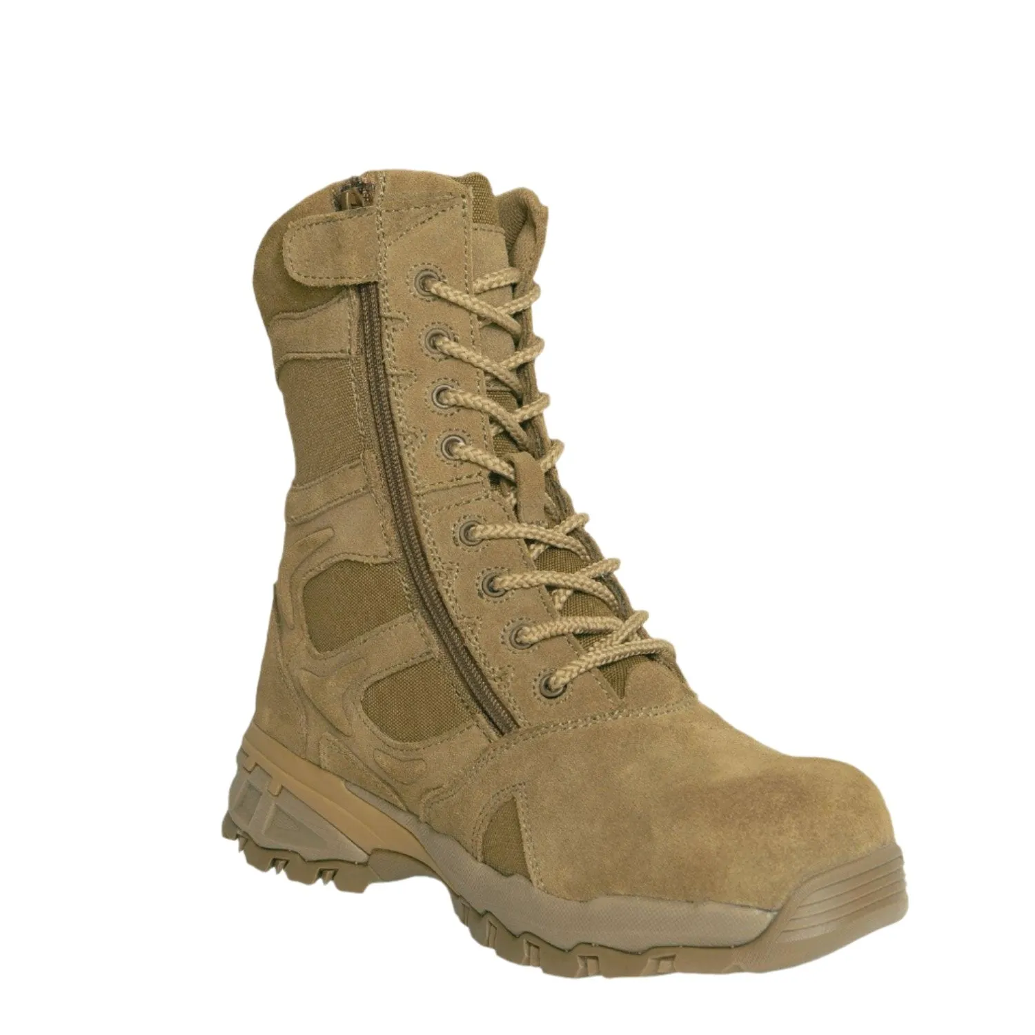 Forced Entry Composite Toe AR 670-1 Coyote Brown Side Zip Tactical Boot - 8 Inch