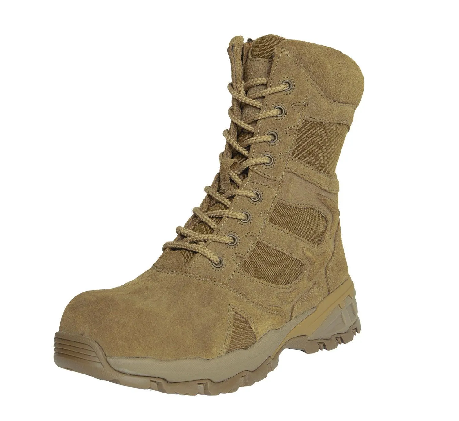 Forced Entry Composite Toe AR 670-1 Coyote Brown Side Zip Tactical Boot - 8 Inch