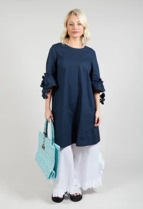 Frill Sleeve Dress in Navy