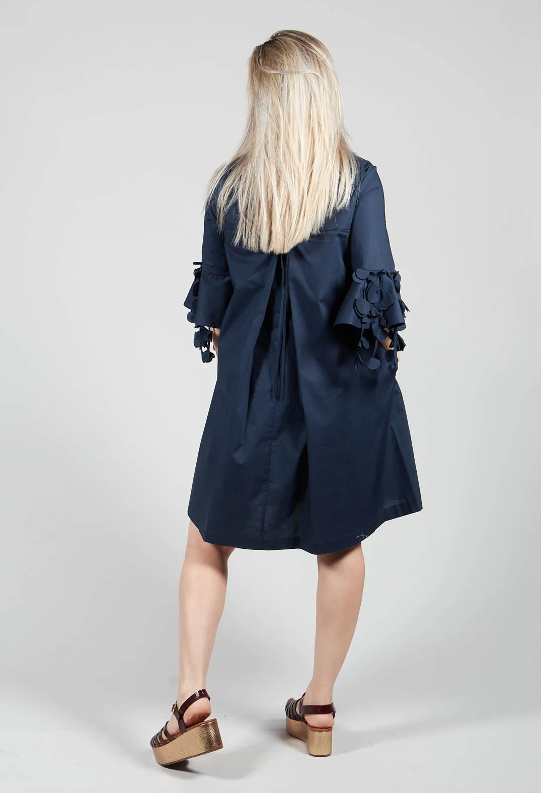 Frill Sleeve Dress in Navy