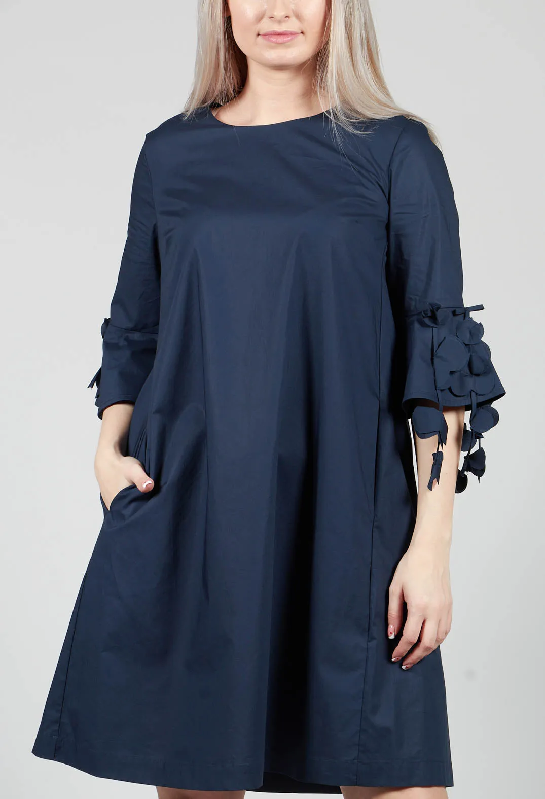 Frill Sleeve Dress in Navy