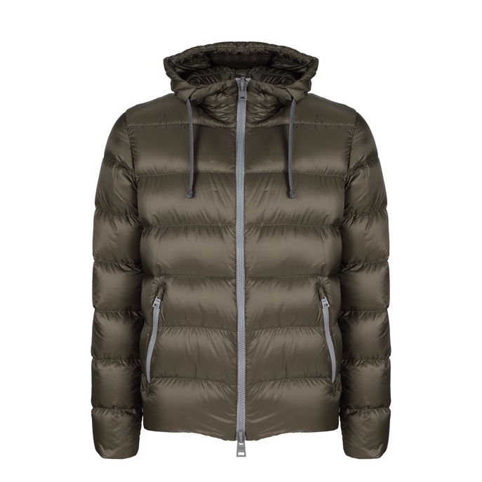 FULLZIP DOWN JACKET WITH HOOD Man Military green