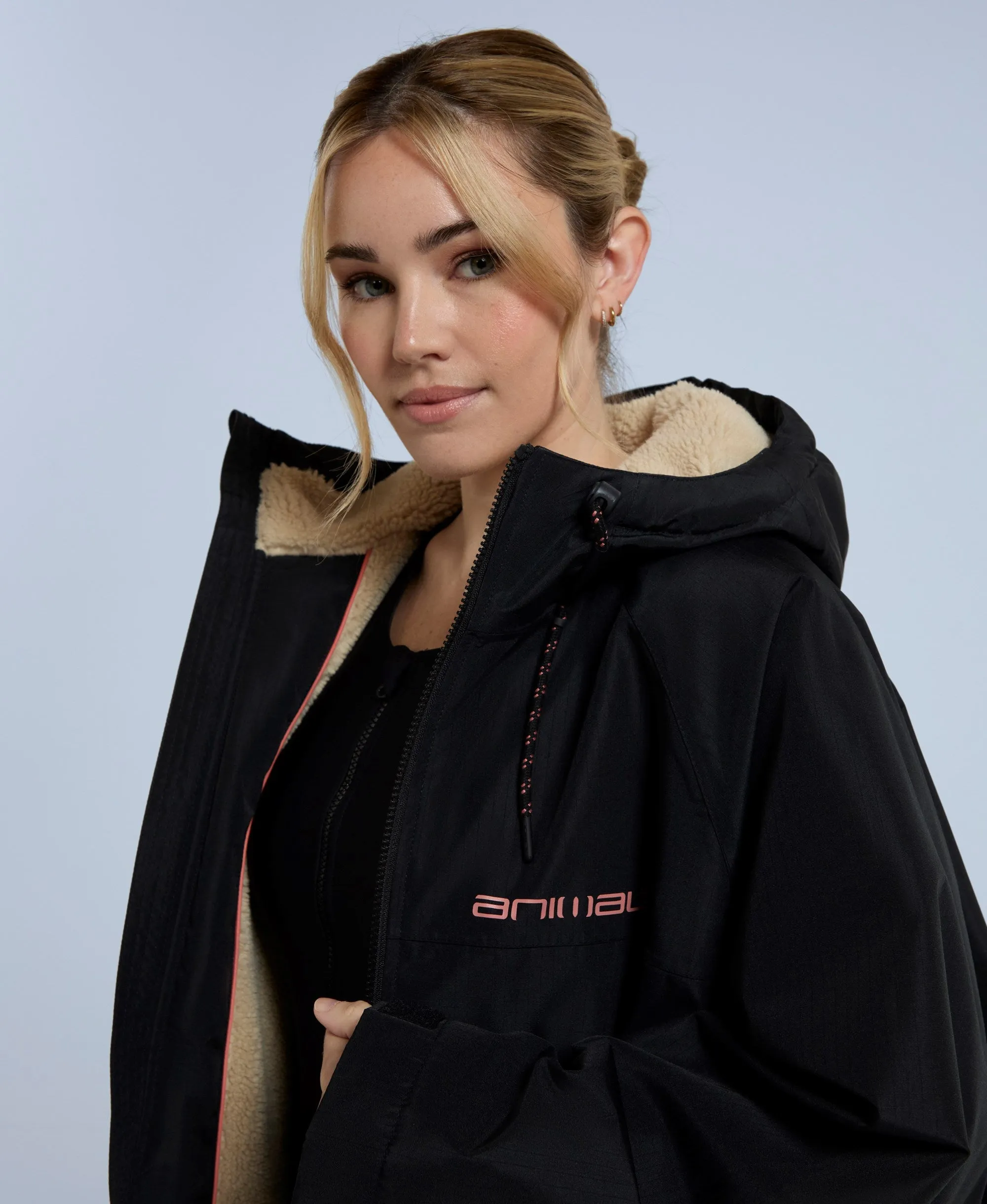 Hazey Womens Waterproof Beach Parka - Jet Black