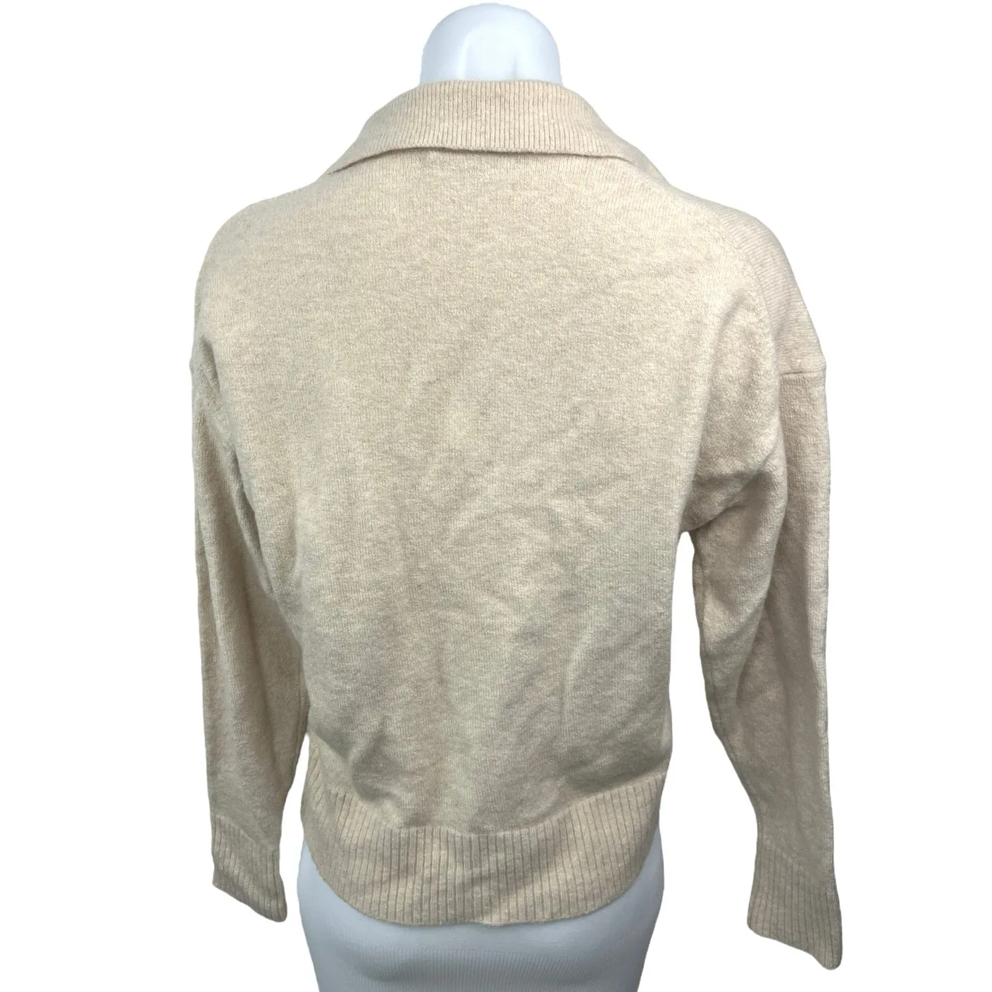 J.crew Beige Wool Alpaca V-Neck Collar Long Sleeve Pullover Sweater Top Size XS