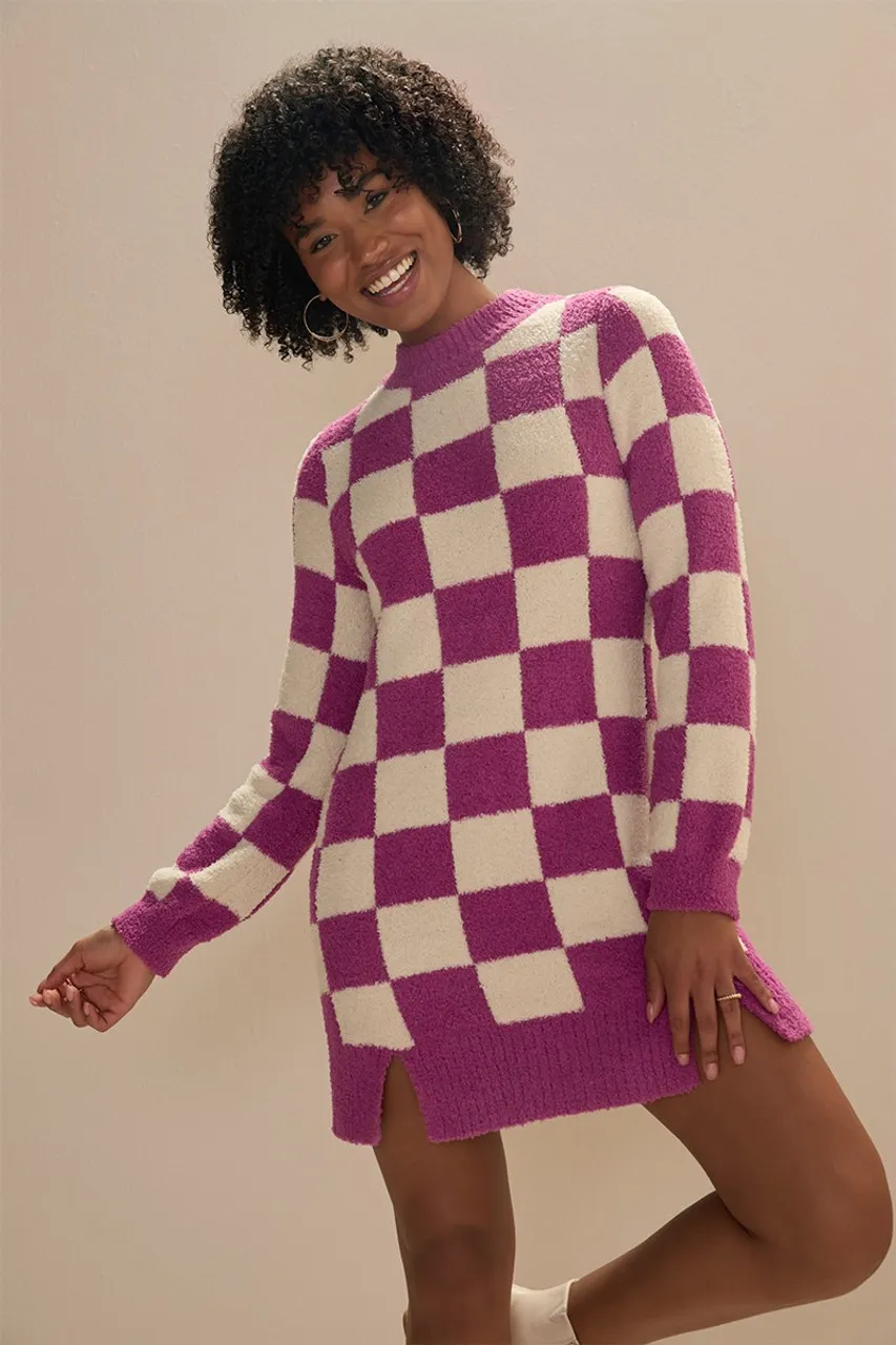 Jeanie Check Sweater Dress