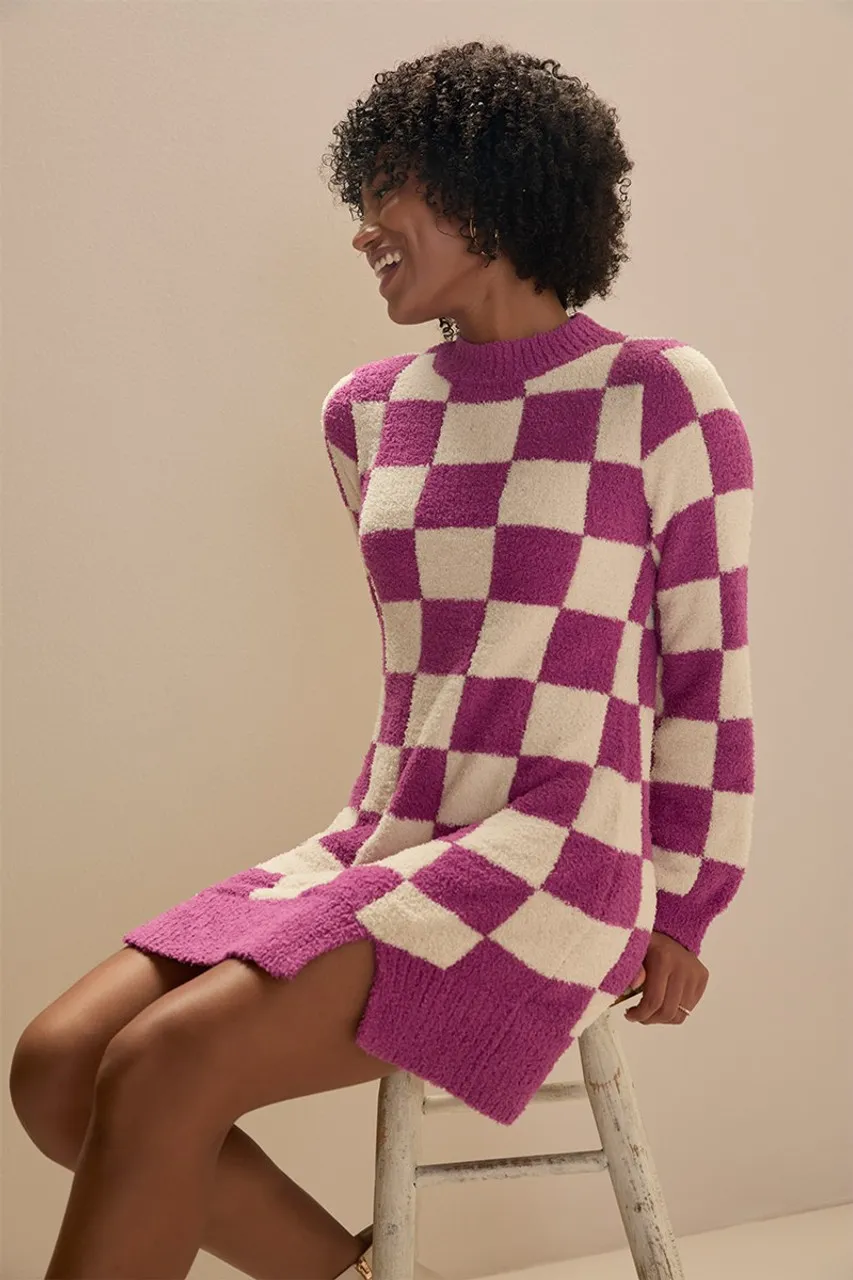 Jeanie Check Sweater Dress