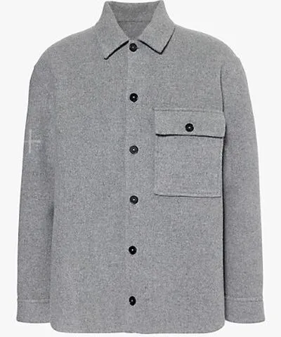 Jil Sander Mens Pebble Brand-pattern relaxed-fit brushed wool jacket