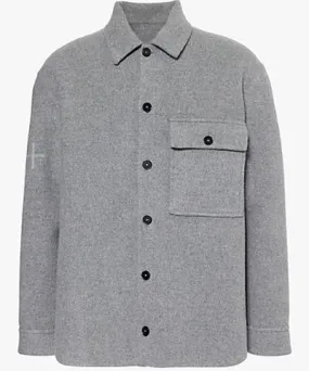 Jil Sander Mens Pebble Brand-pattern relaxed-fit brushed wool jacket