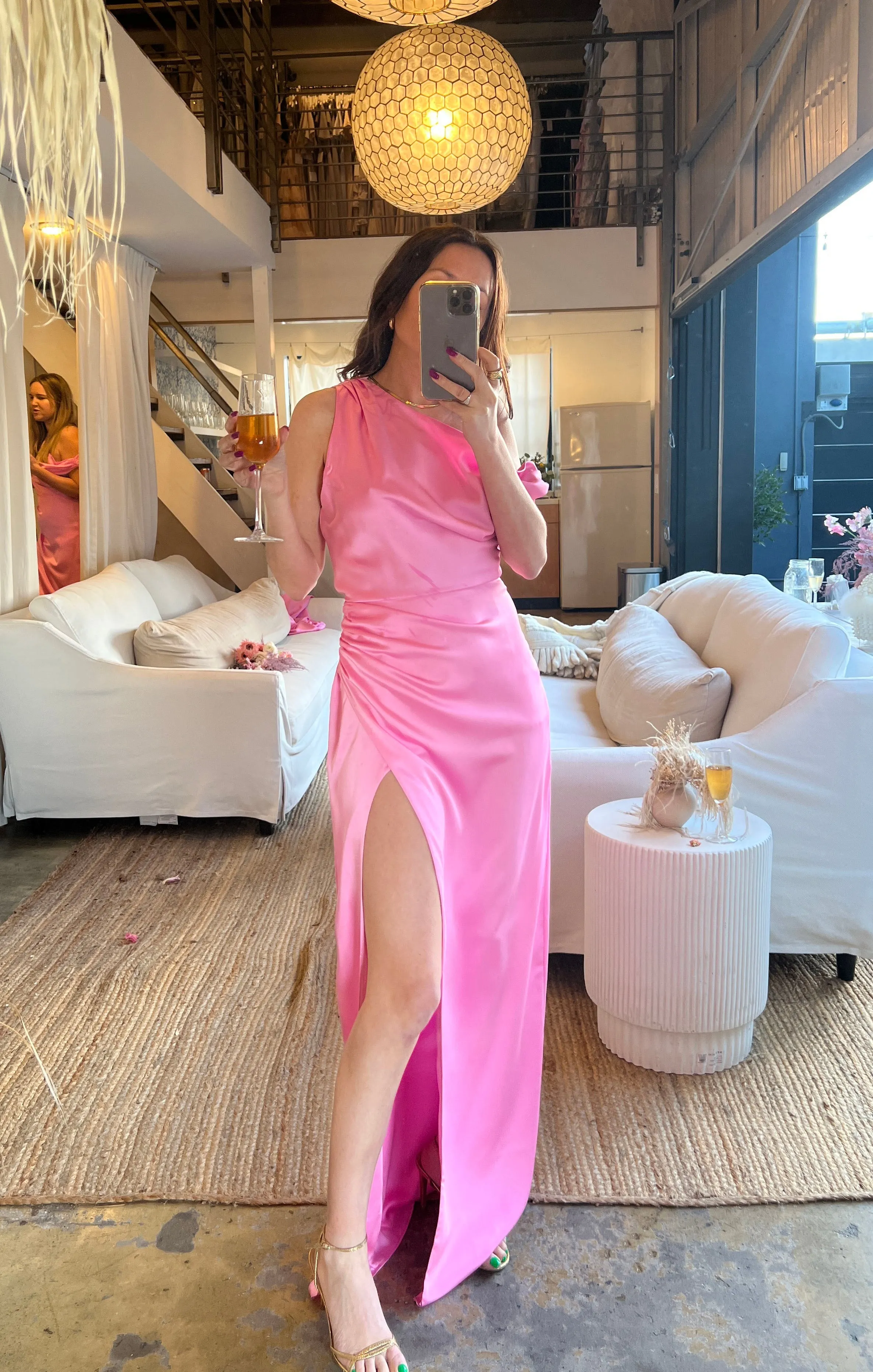 Jodie Dress ~ Pink Luxe Satin