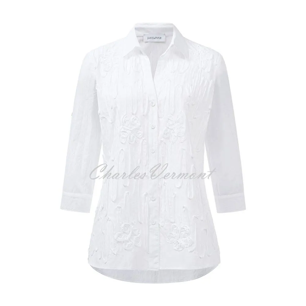 Just White Blouse with Textured Front - Style J2036