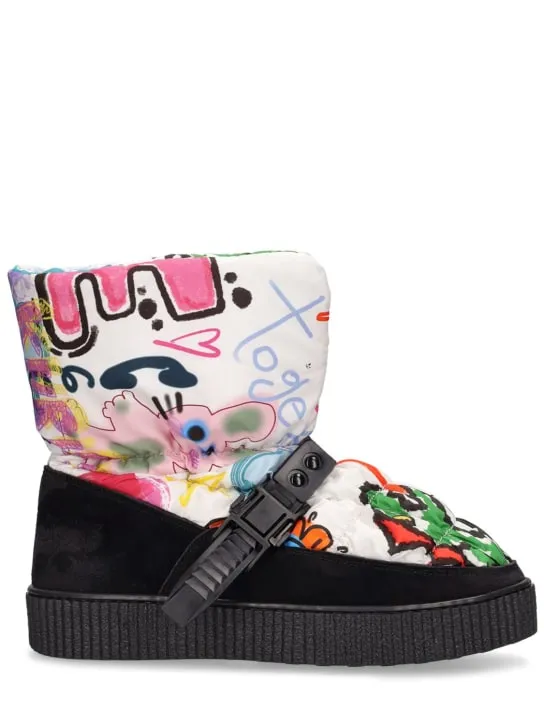 Khrisjoy   Printed nylon & fur snow boots 