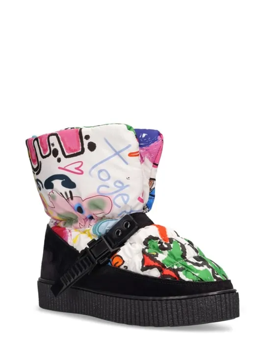 Khrisjoy   Printed nylon & fur snow boots 