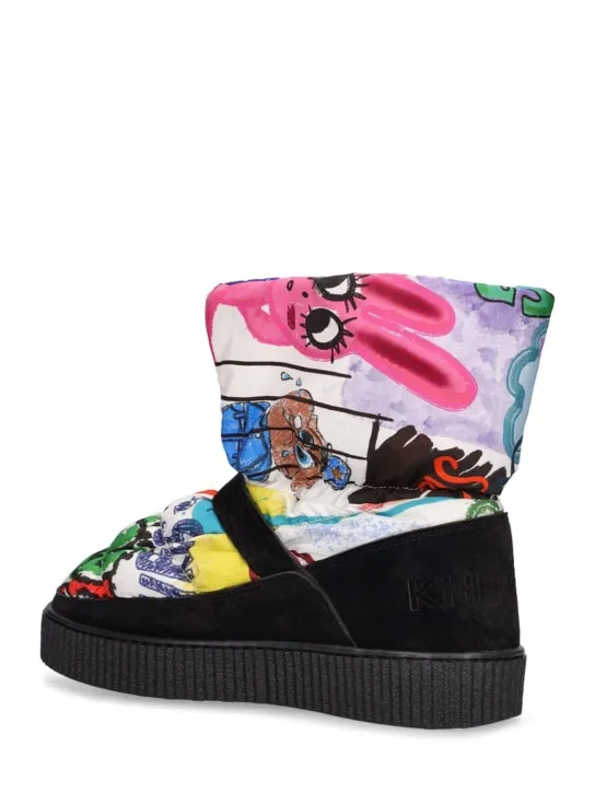 Khrisjoy   Printed nylon & fur snow boots 