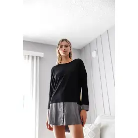 Knit Combo Long Sleeve Sweater Dress