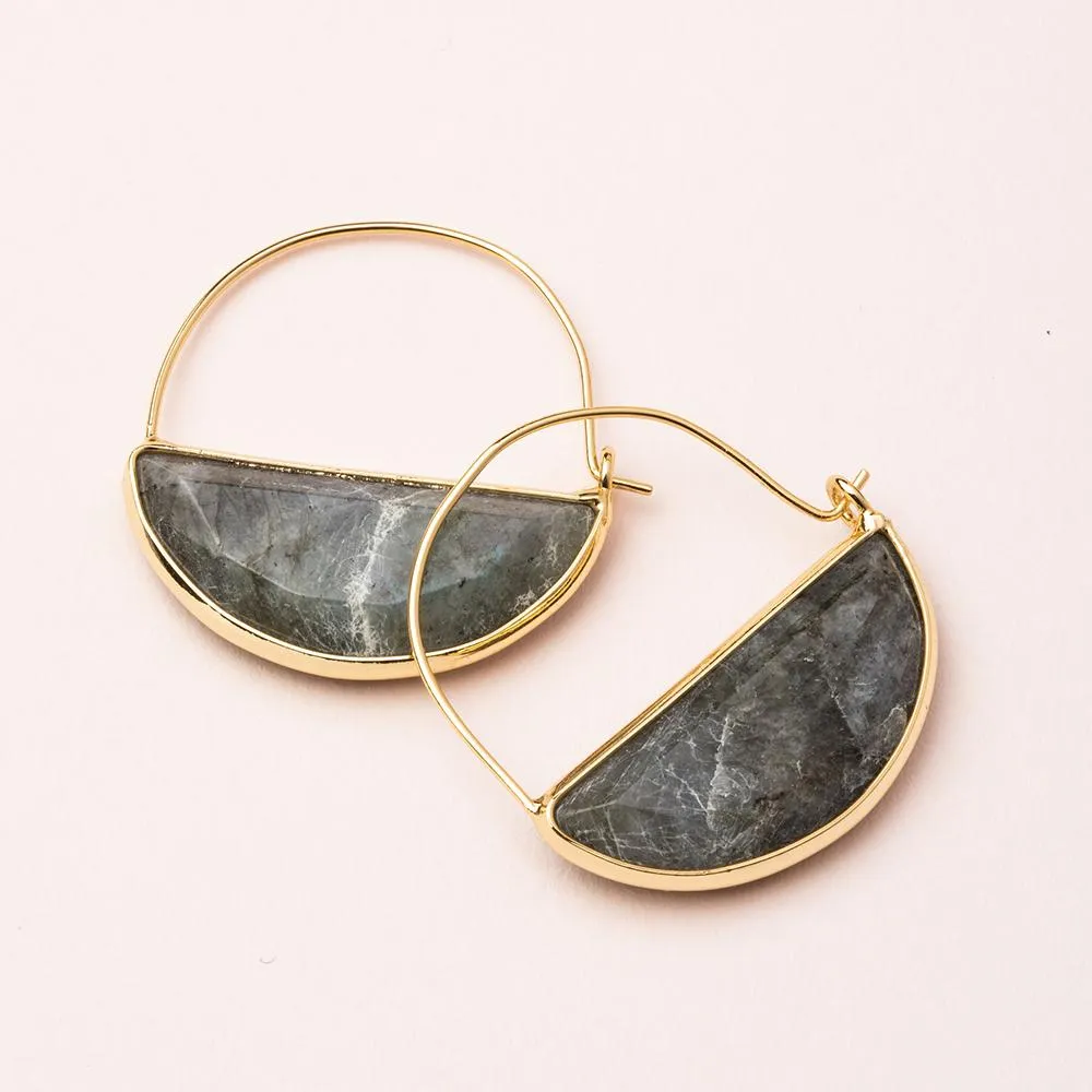 Labradorite Stone Prism Hoop