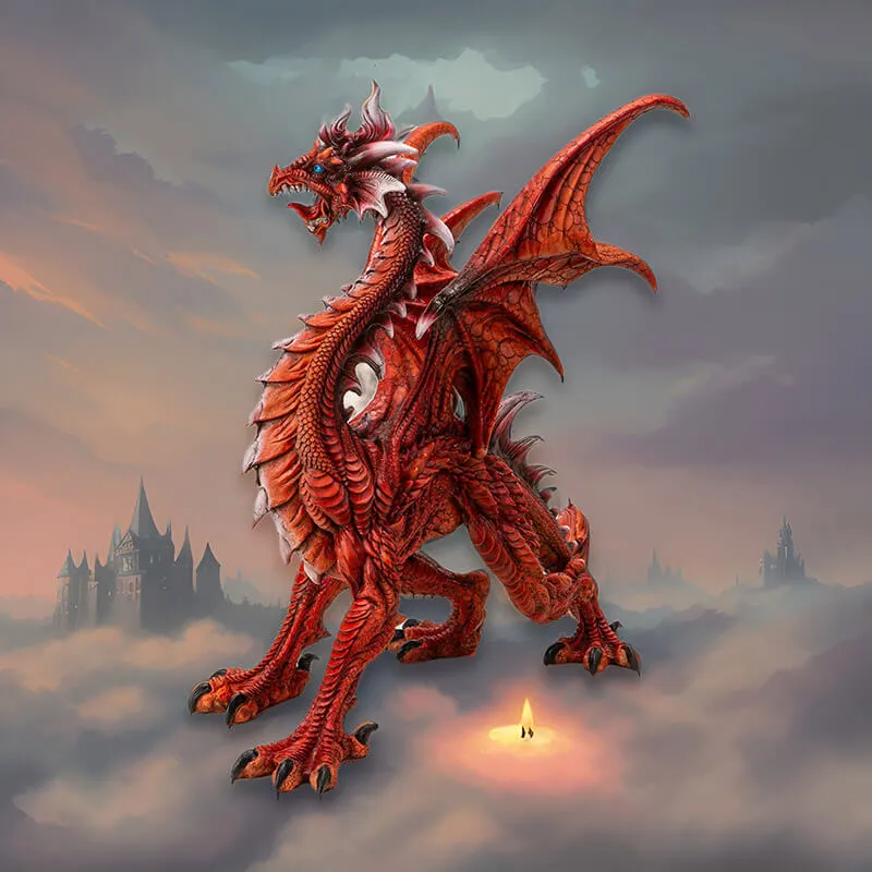 Large Standing Red Dragon Figurine