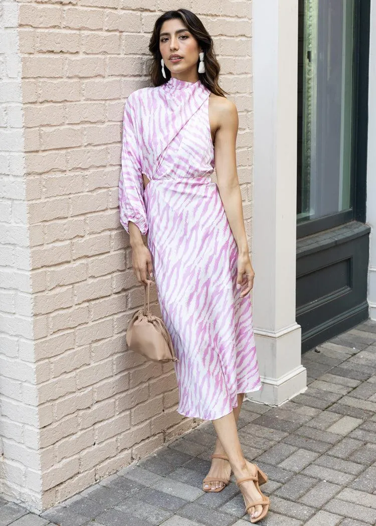 Larissa One Shoulder Midi Dress - Pink ***FINAL SALE***