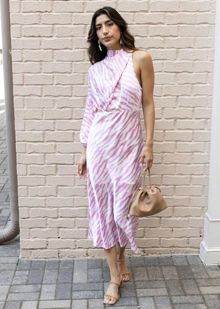 Larissa One Shoulder Midi Dress - Pink ***FINAL SALE***