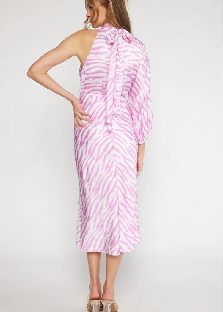 Larissa One Shoulder Midi Dress - Pink ***FINAL SALE***