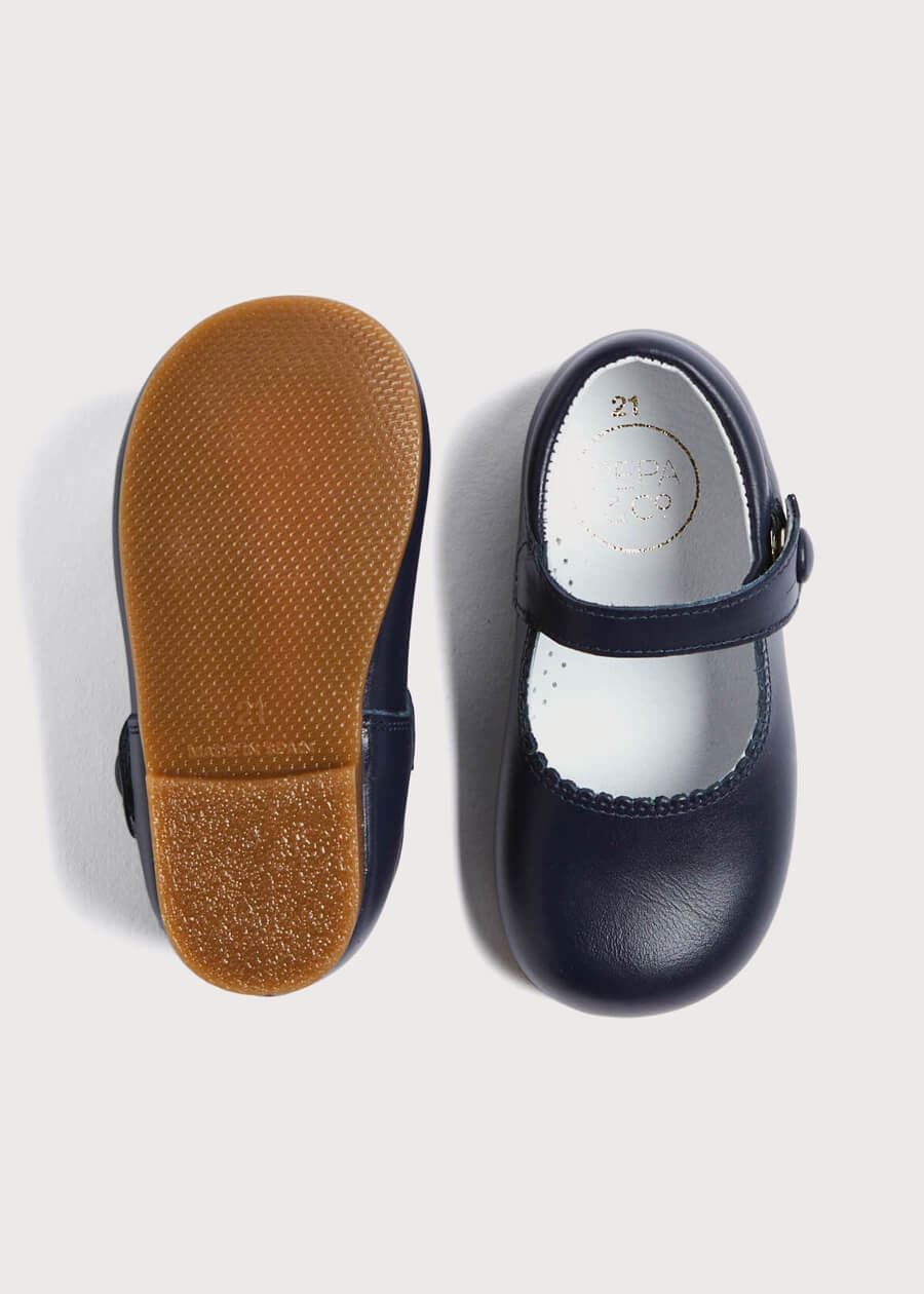 Leather Mary Jane Baby Shoes in Navy (20-24EU)