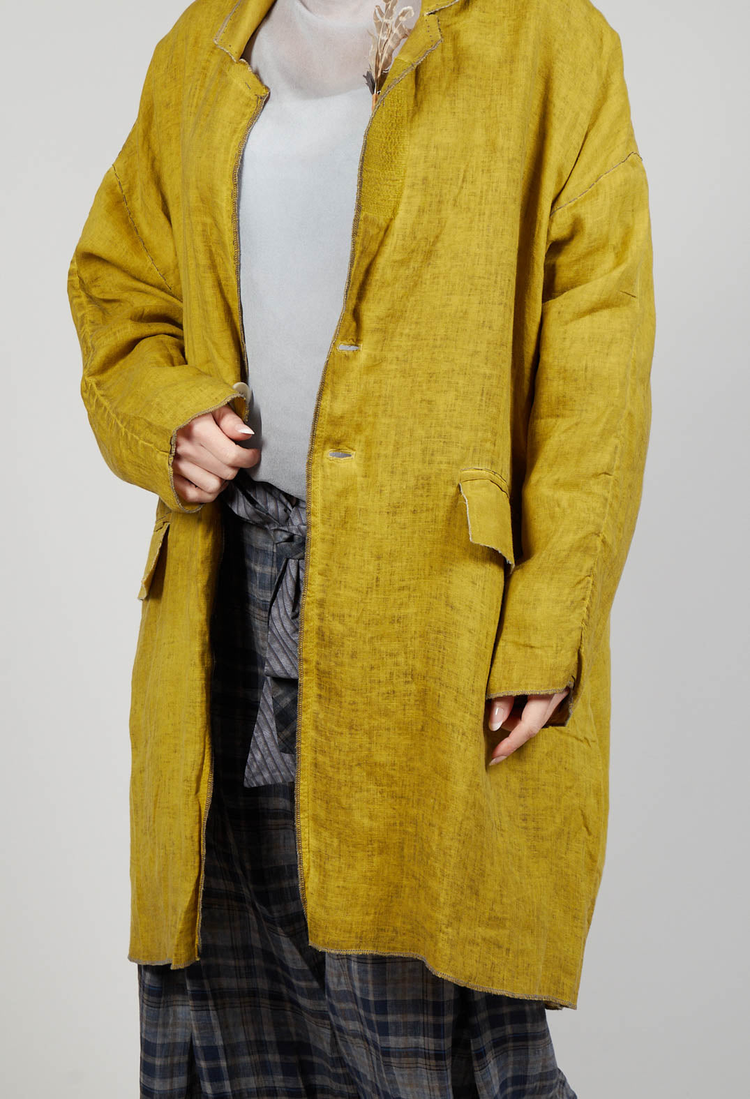 Linen Trench Coat in Original Mustard