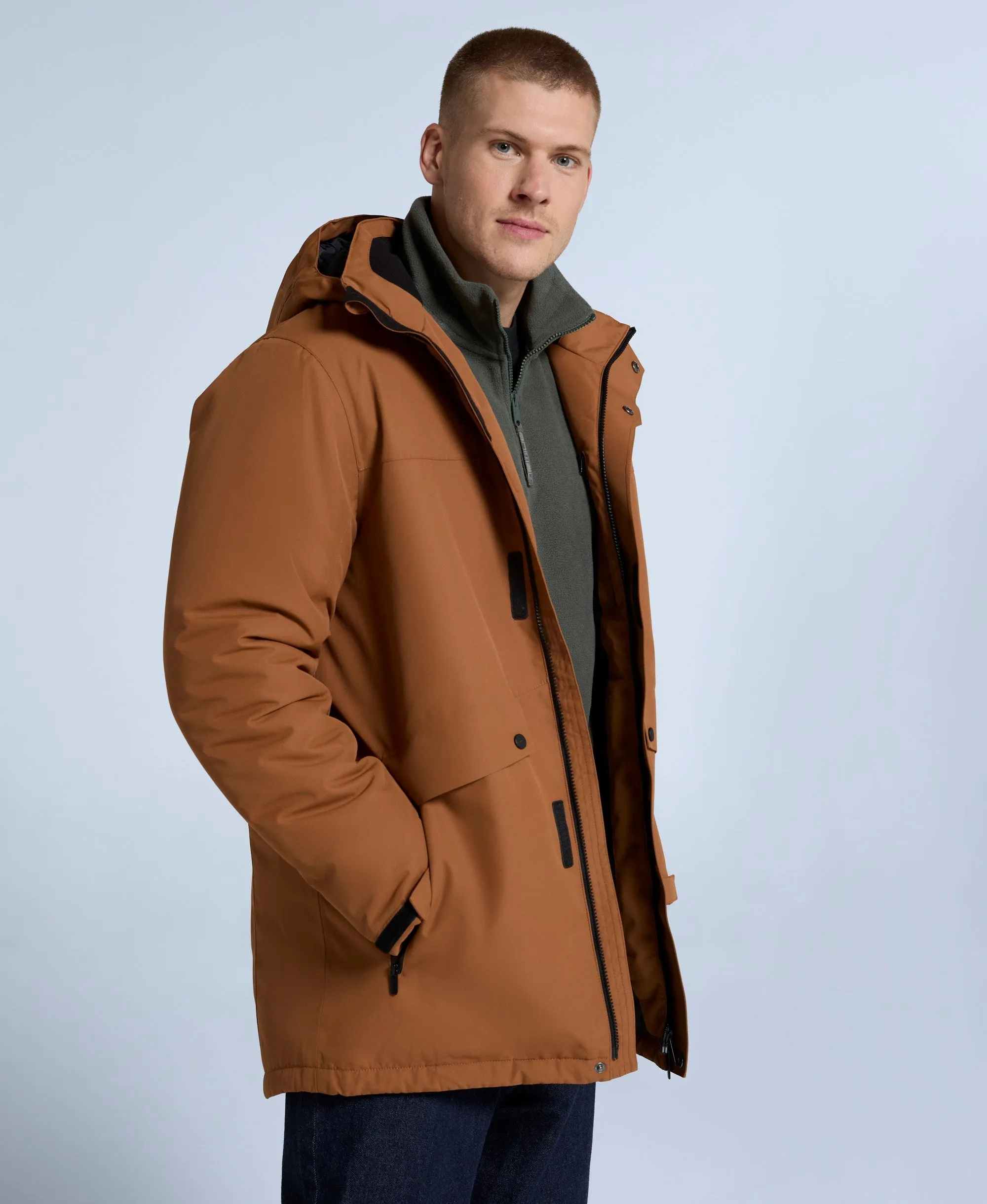 Lisbon Mens Waterproof Parka - Brown