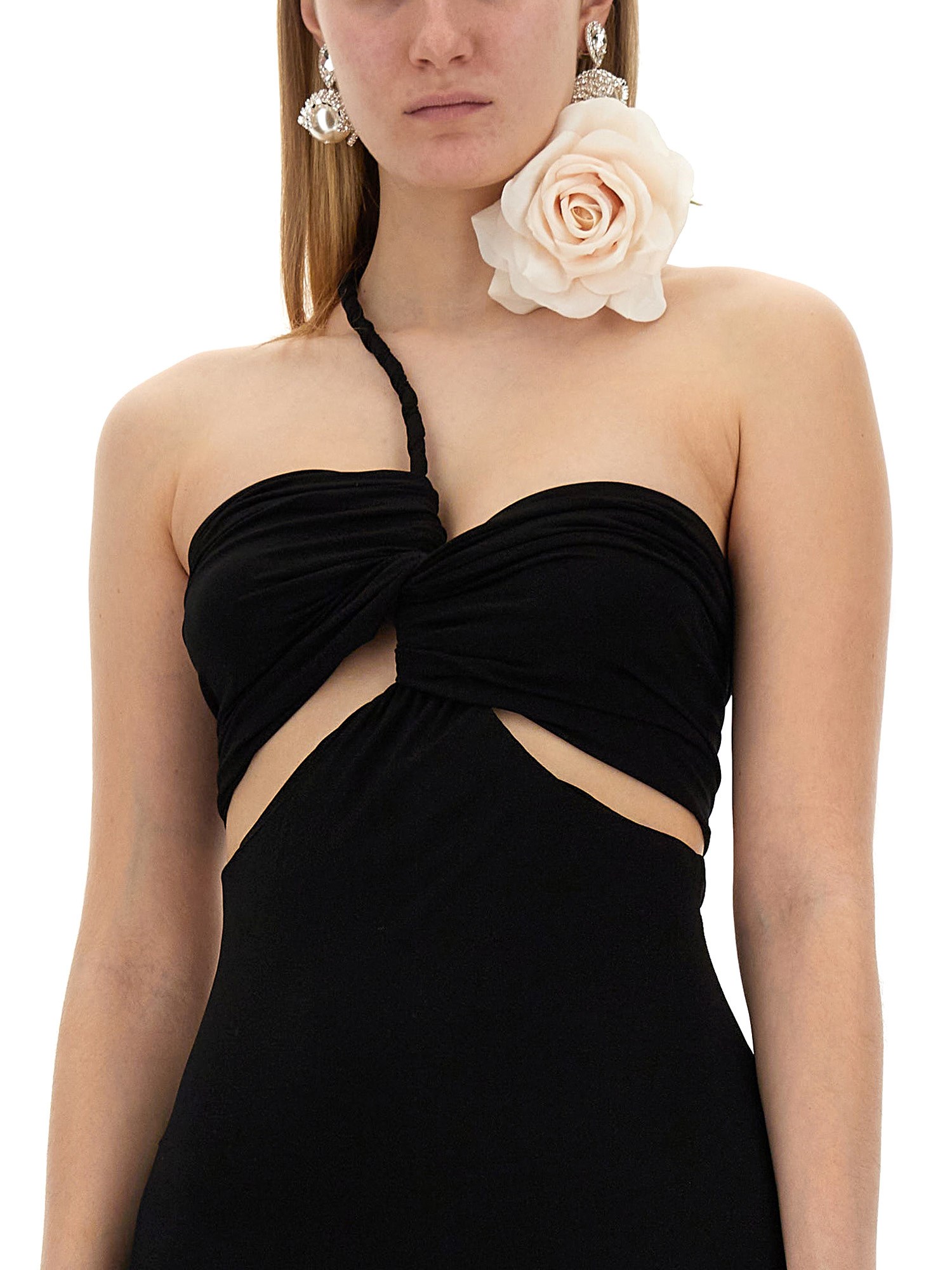 MAGDA BUTRYM    MIDI DRESS WITH FLOWER NECKLINE