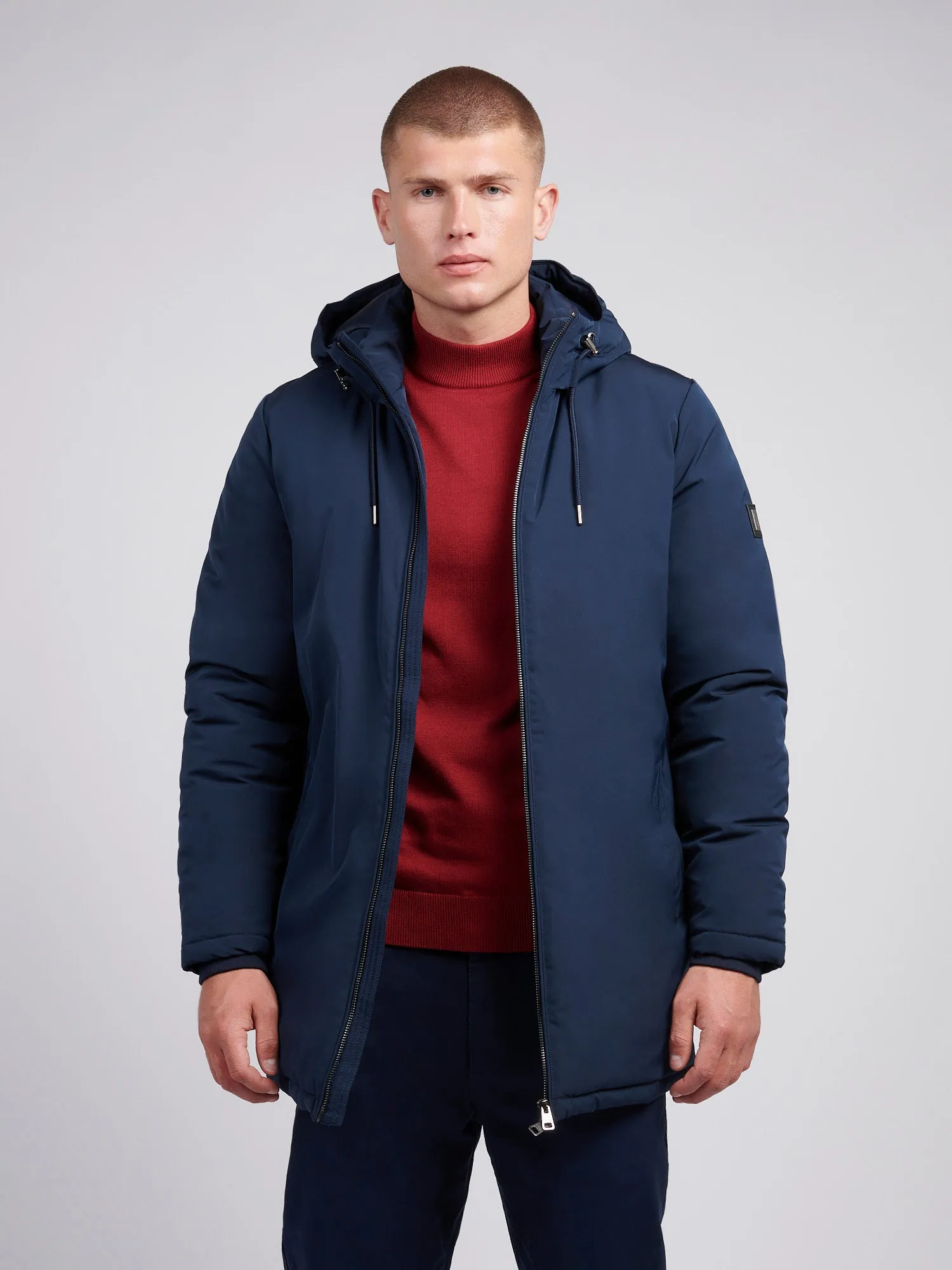 Mens Smart Parka Jacket in Dark Sapphire Navy