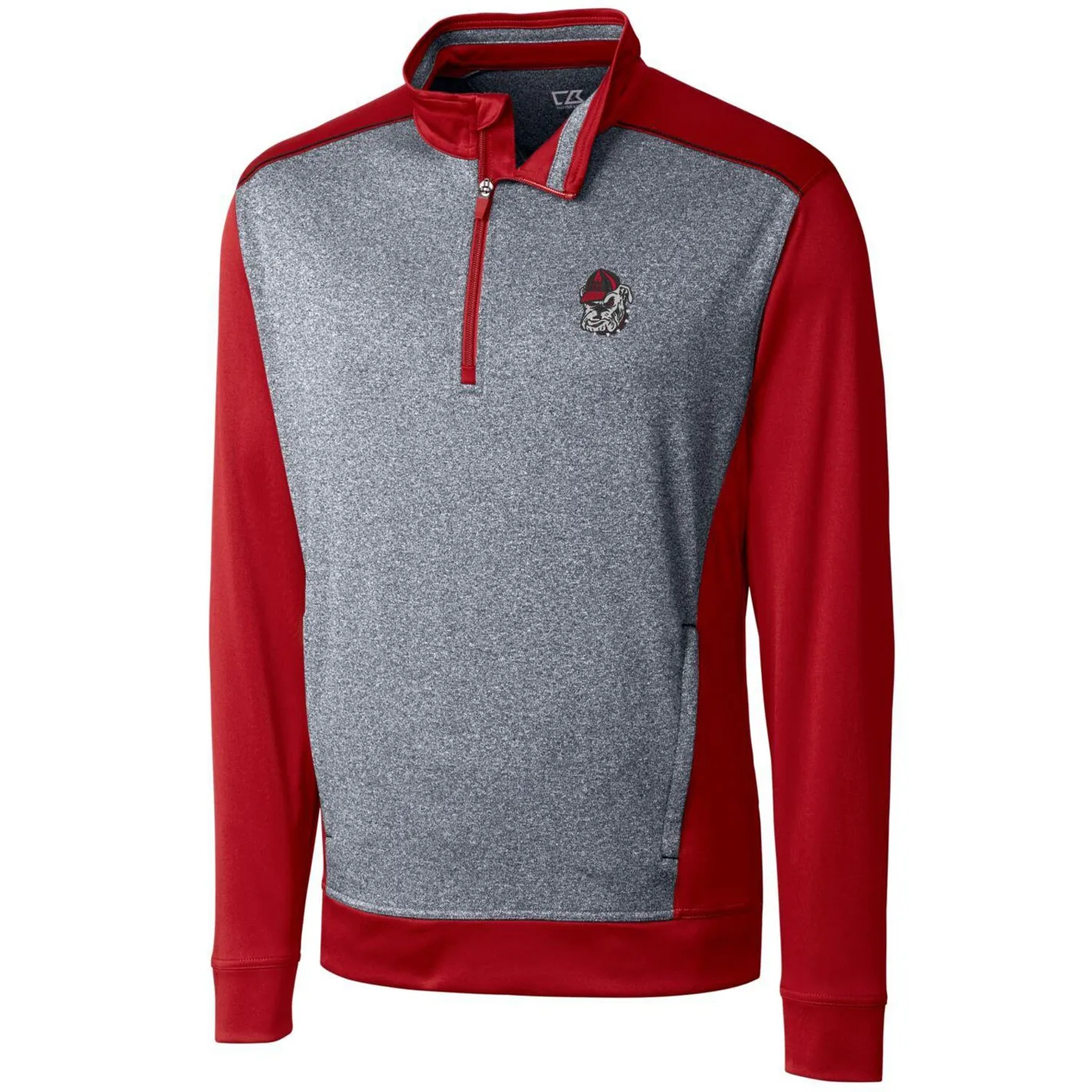 Men's Cutter & Buck Red Georgia Bulldogs Big & Tall Replay Half-Zip Jacket