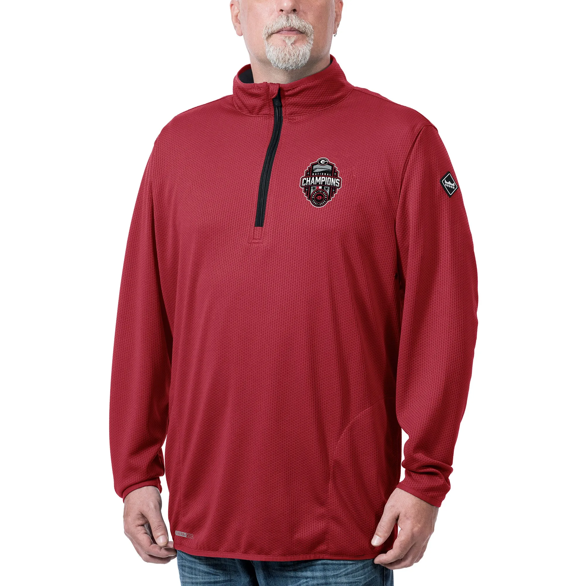 Men's Franchise Club  Red Georgia Bulldogs College Football Playoff 2022 National Champions Flex Thermatec Team Quarter-Zip