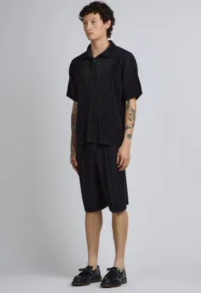 Mid Pleated Short In Black