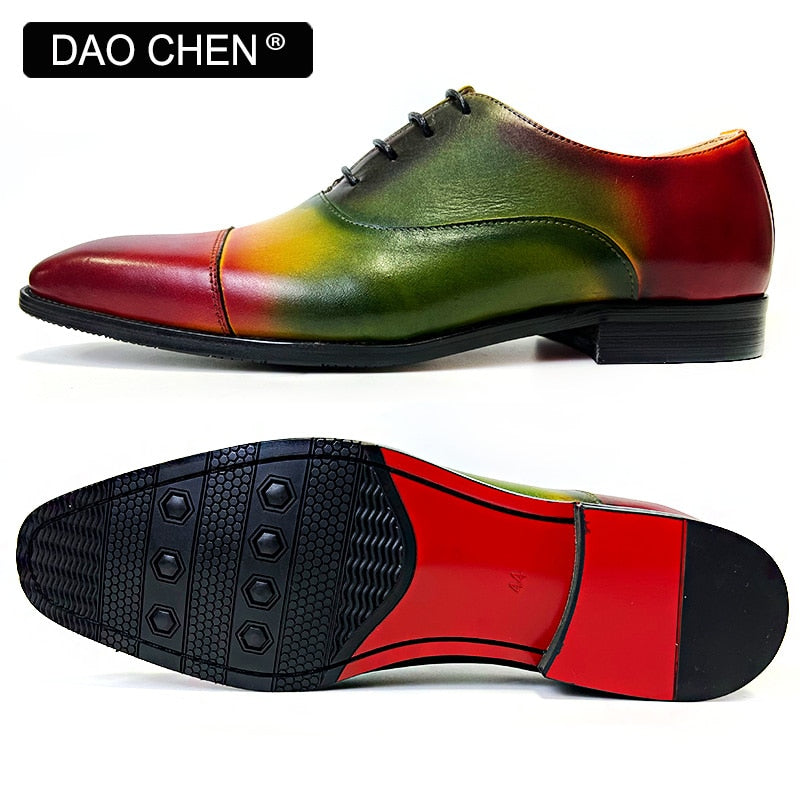 MIXED COLORS LACE UP SQUARE CAP TOE FASHION MENS DRESS SHOES