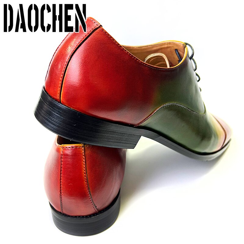 MIXED COLORS LACE UP SQUARE CAP TOE FASHION MENS DRESS SHOES