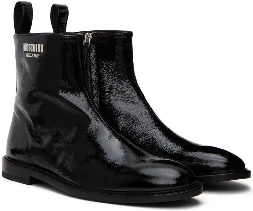 Moschino Black Crinkled Boots