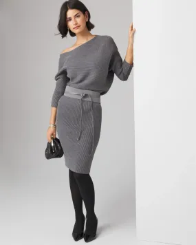 Off-Shoulder Ribbed Sweater Dress