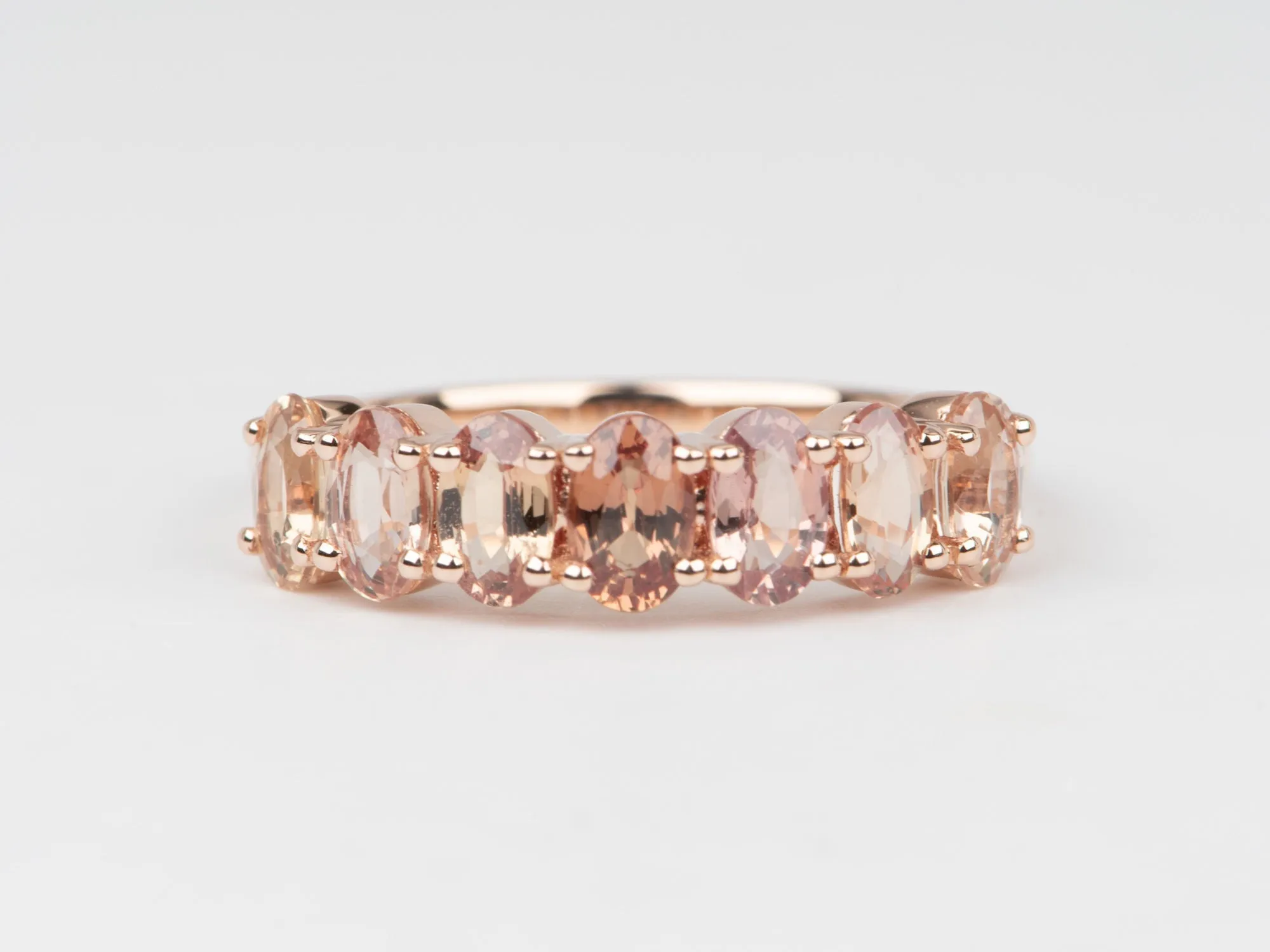 Ombre Effect Natural Padparadscha Sapphire Wedding Band 14K Gold R5087