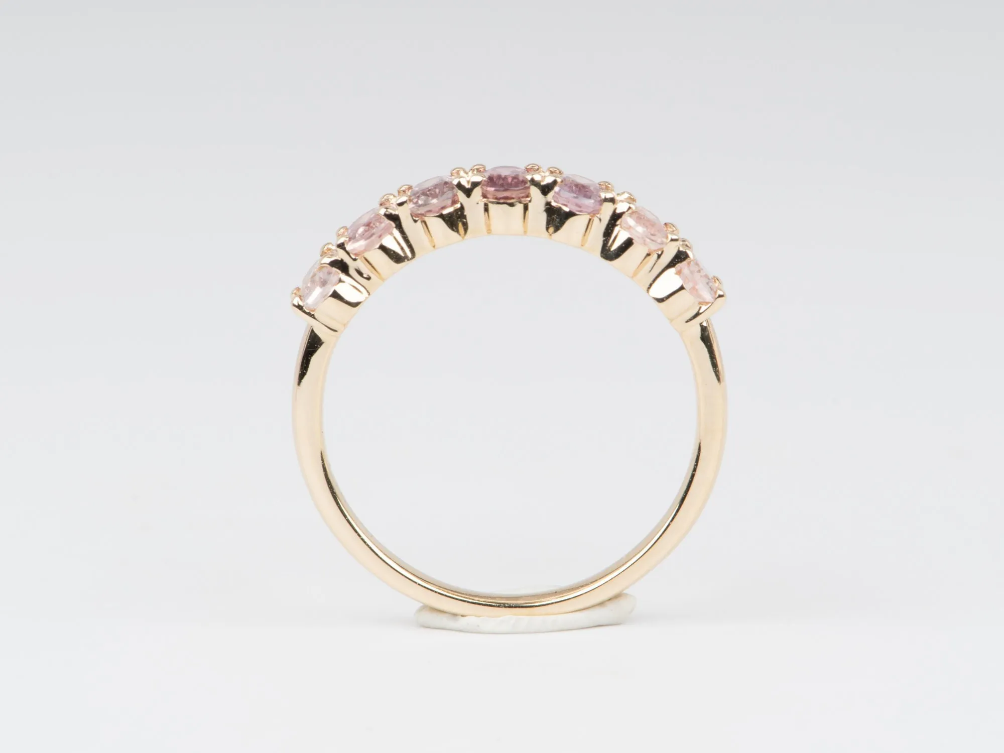 Ombre Effect Natural Padparadscha Sapphire Wedding Band 14K Gold R5087